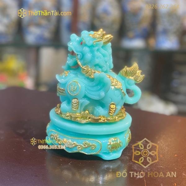Tỳ Hưu Phong Thủy Đế Xoay Bột Đá Xanh Ngọc Bích