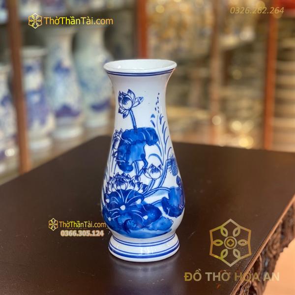 Lọ Hoa Dáng Huệ Hoa Sen Men Trắng