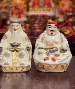 Tượng Thần Tài Thổ Địa Sứ Men Vàng Ngà Bát Tràng