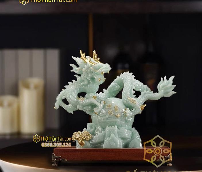 Tượng Rồng Đá Cuộn Long Châu