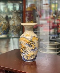 Lục Bình Men Rạn Đắp Nổi Rồng