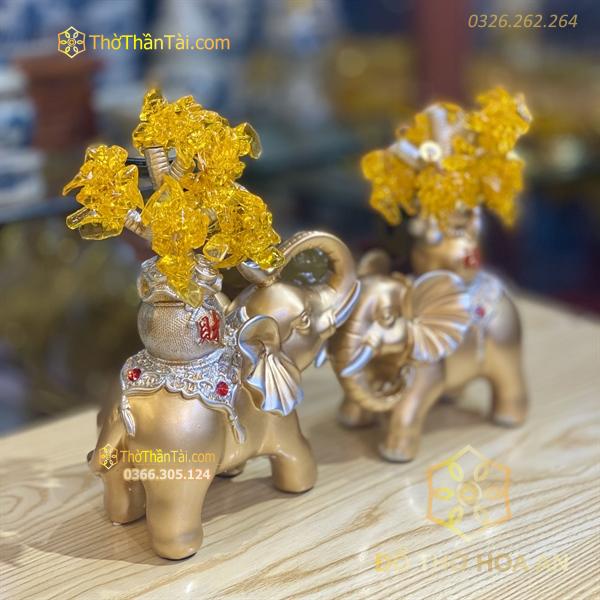 Tượng Voi Phong Thủy Màu Vàng Kim Tiền