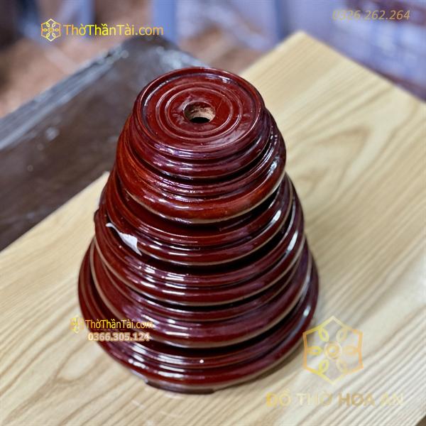 Chân Đế Bát Hương Bằng Gỗ Mít Màu Đỏ