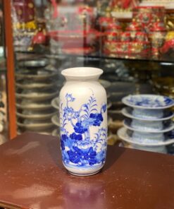 Lọ Hoa Dáng Phích Hoa Sen Men Trắng