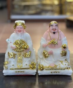 Tượng Thần Tài Thổ Địa Bột Đá Vuông Trắng