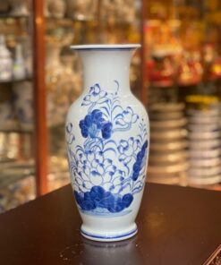 Lọ Hoa Dáng Lục Bình Hoa Sen Men Ngọc