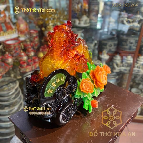 Tỳ Hưu Hoa Mẫu Đơn Vàng Mật Ong