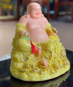 Tượng Di Lặc Kim Tiền Bột Đá Vàng