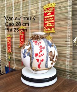 Bình Hút Lộc Cuốn Thư Vạn Sự Như Ý Men Đắp Nổi