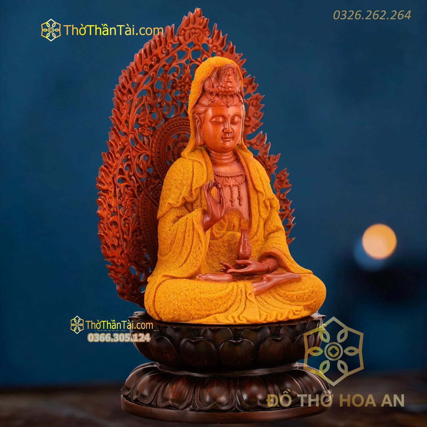 Tượng Phật Bà Quan Âm Gỗ Dát Kim