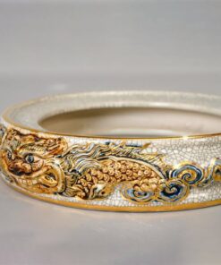 Chân Đế Bát Hương Men Rạn Vẽ Vàng 24K