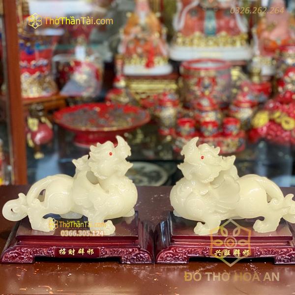 Cặp Tỳ Hưu Phong Thủy Bột Đá Trắng