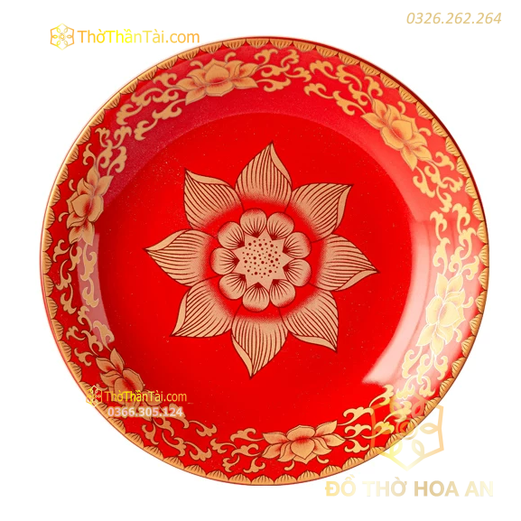 Mâm Bồng Thờ Sứ Gấm Đỏ