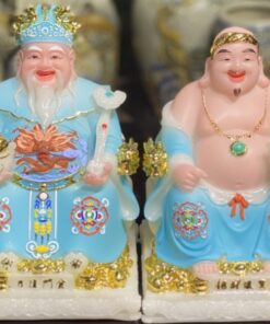 Tượng Thần Tài Thổ Địa Bột Đá Phú Quý Rồng Xanh Dương