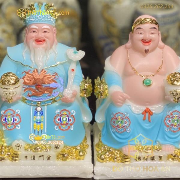 Tượng Thần Tài Thổ Địa Bột Đá Phú Quý Rồng Xanh Dương