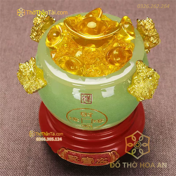 Bồn Tụ Bảo Chiêu Tài Bằng Đá Xanh Ngọc
