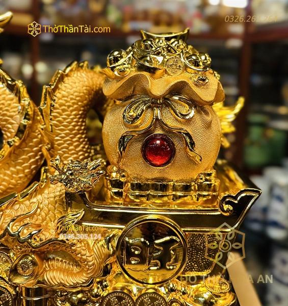 Tượng Rồng Kéo Túi Tiền Tài