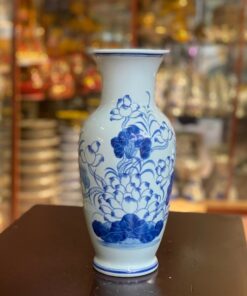 Lọ Hoa Dáng Lục Bình Hoa Sen Men Ngọc