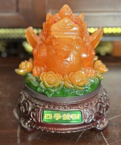 Tỳ Hưu Phong Thuỷ Tọa Hoa Đế Gỗ Xoay Đỏ Lưu Ly