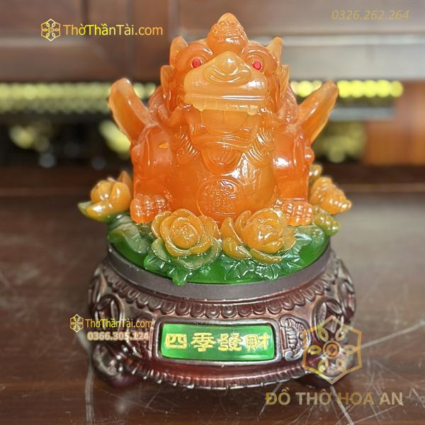 Tỳ Hưu Phong Thuỷ Tọa Hoa Đế Gỗ Xoay Đỏ Lưu Ly
