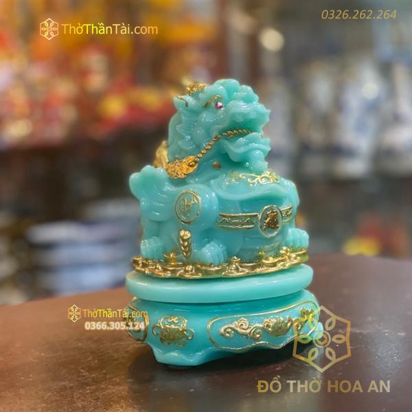 Tỳ Hưu Phong Thủy Đế Xoay Bột Đá Xanh Ngọc Bích