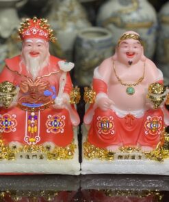 Tượng Thần Tài Thổ Địa Bột Đá Phú Quý Rồng Đỏ