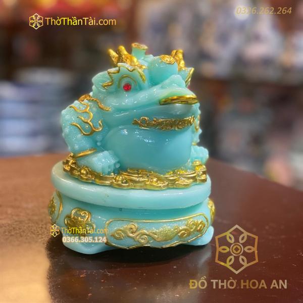 Cóc Thiềm Thừ Phong Thủy Đế Xoay Bột Đá Xanh Ngọc Bích