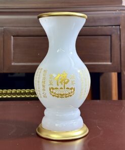 Lọ Hoa Lưu Ly Trắng Bọc Đồng