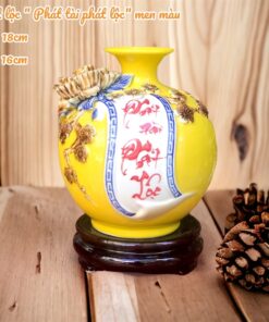 Bình Hút Lộc Cuốn Thư Phát Tài Phát Lộc Men Màu Đắp Nổi