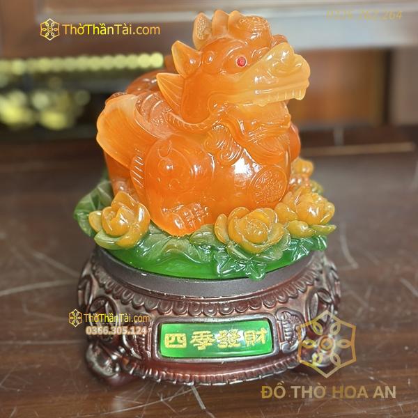 Tỳ Hưu Phong Thuỷ Tọa Hoa Đế Gỗ Xoay Đỏ Lưu Ly