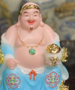 Tượng Thần Tài Thổ Địa Bột Đá Phú Quý Rồng Xanh Dương