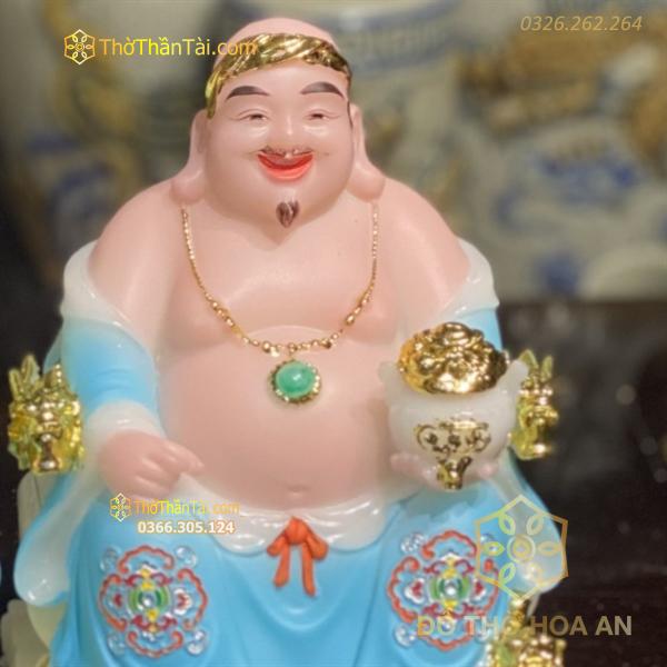 Tượng Thần Tài Thổ Địa Bột Đá Phú Quý Rồng Xanh Dương