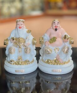 Tượng Thần Tài Thổ Địa Bột Đá Trắng Đế Tròn