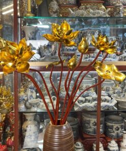 Cành Hoa Sen Gỗ Mít Sơn Son Thếp Vàng