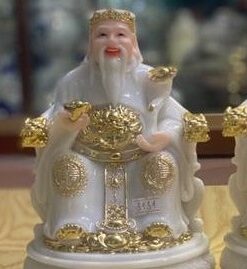 Tượng Thần Tài Thổ Địa Bột Đá Trắng Đế Tròn