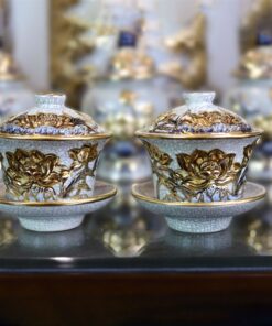 Bát Sâm Men Rạn Vẽ Vàng 24K