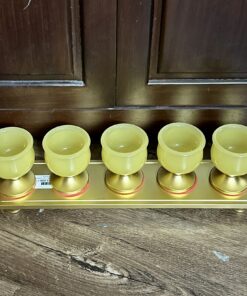 Khay 5 Chén Lưu Ly Vàng Bọc Đồng