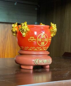 Bồn Tụ Bảo Chiêu Tài Bột Đá Đỏ