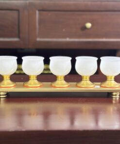 Khay 5 Chén Lưu Ly Trắng Bọc Đồng