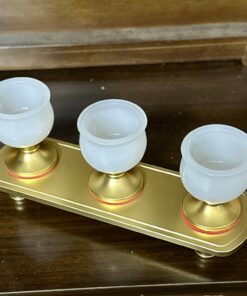 Khay 3 Chén Lưu Ly Trắng Bọc Đồng