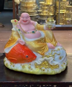 Tượng Phật Di Lặc Cá Bột Đá Vàng