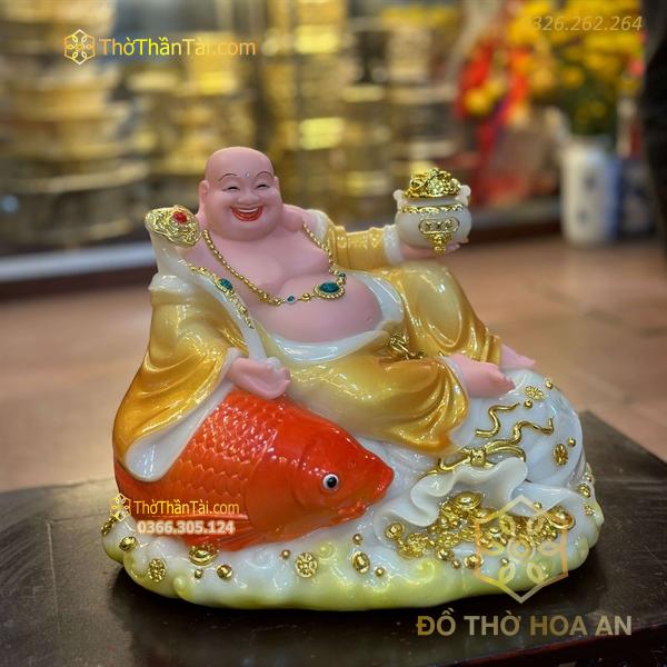 Tượng Phật Di Lặc Cá Bột Đá Vàng