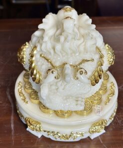 Cóc Thiềm Thừ Phong Thủy Đế Xoay Bột Đá Trắng Cao Cấp