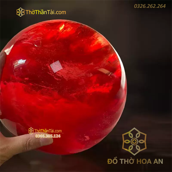 Quả Cầu Đá Phong Thủy Obsidian Đỏ