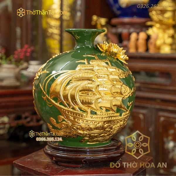 Bình Hút Lộc Thuận Buồm Xuôi Gió Men Dát Vàng