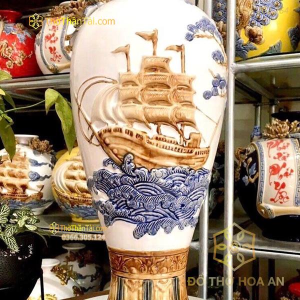 Mai Bình Thuận Buồm Xuôi Gió Men Màu Đắp Nổi