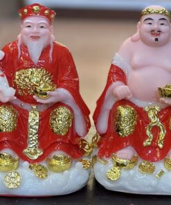 Tượng Thần Tài Thổ Địa Mây Bột Đá Đỏ
