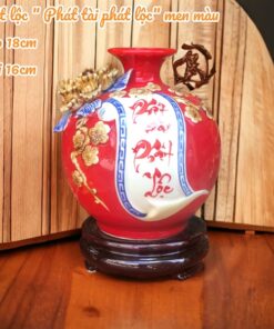 Bình Hút Lộc Cuốn Thư Phát Tài Phát Lộc Men Màu Đắp Nổi