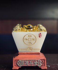 Bồn Tụ Bảo Chiêu Tài Vuông Đá Trắng