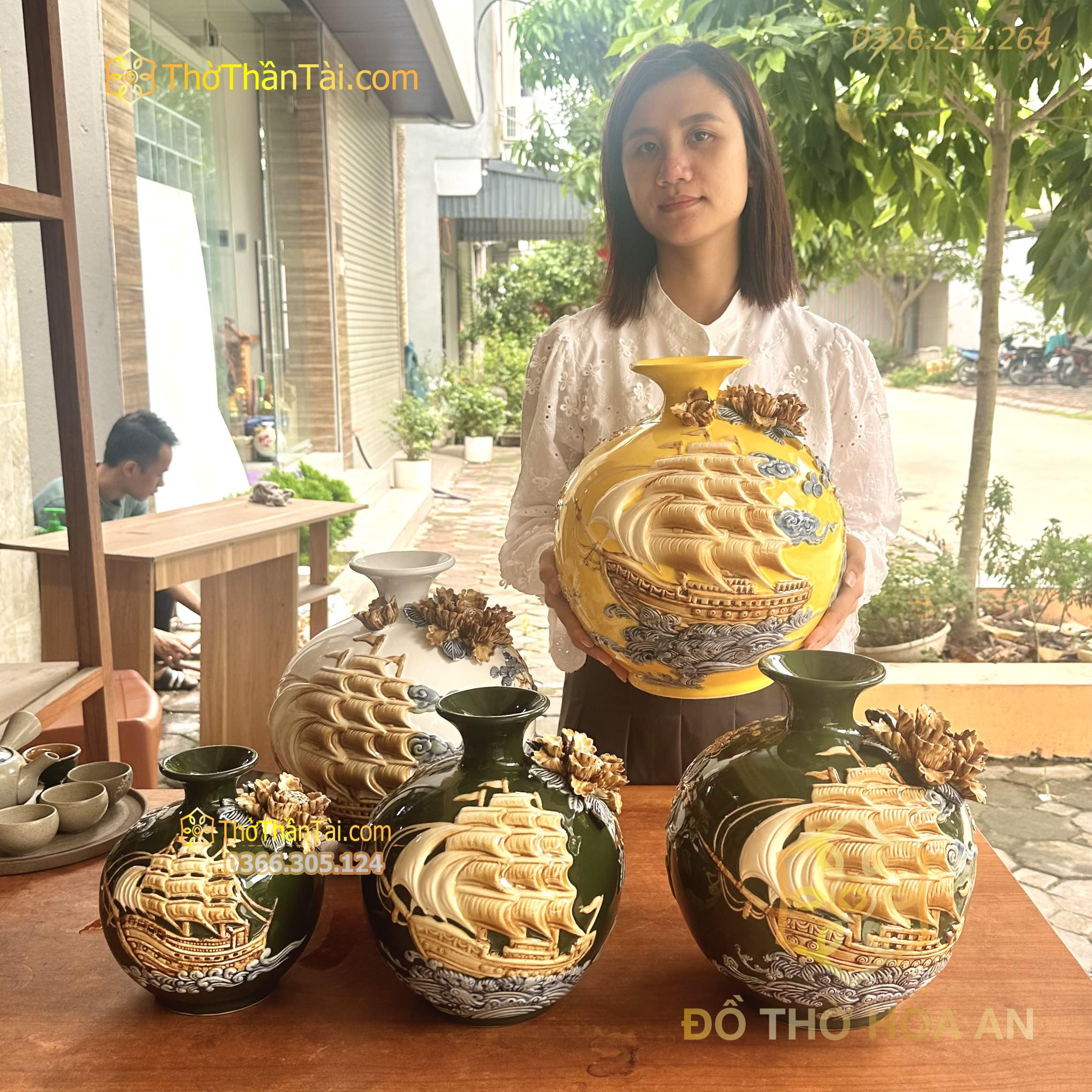 Bình Hút Lộc Thuận Buồm Xuôi Gió Đắp Nổi